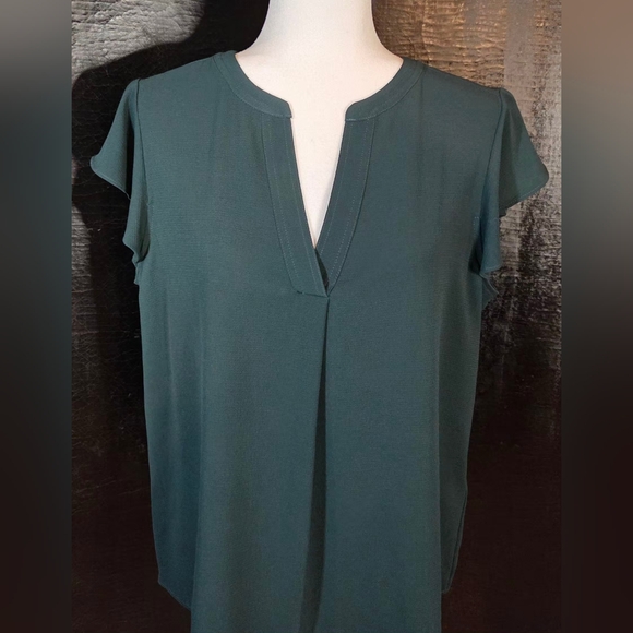 New Without Tags Calvin Klein V-Neck Hunter Green Blouse Size Large - Picture 2 of 8